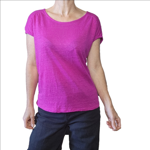 Casual top Short sleeves Pink 100% linen lightweight breathable JOIE - Picture 1 of 10